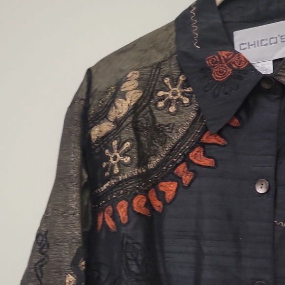 Chico's Artistic Black and Red Jacket - Picture 6 of 16